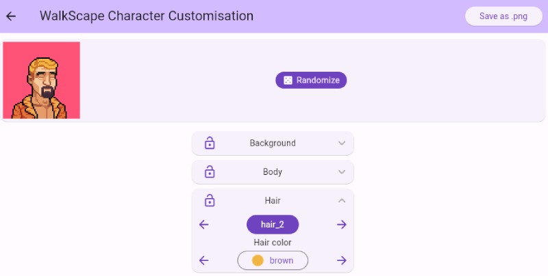 WalkScape Character Customization Tool